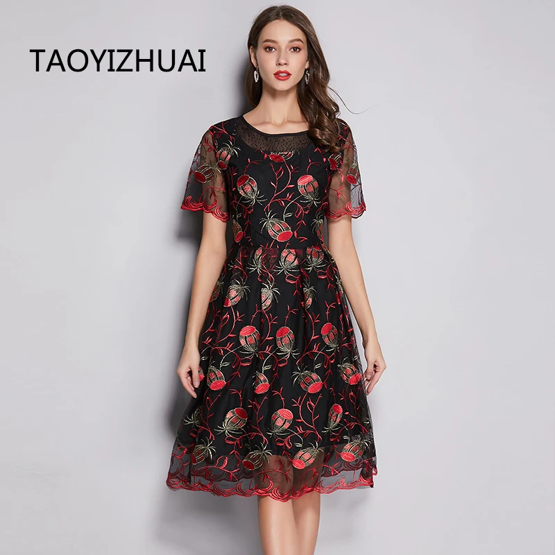 Новое летнее поступление TAOYIZHUAI лидер продаж короткий рукав вышивка высокая