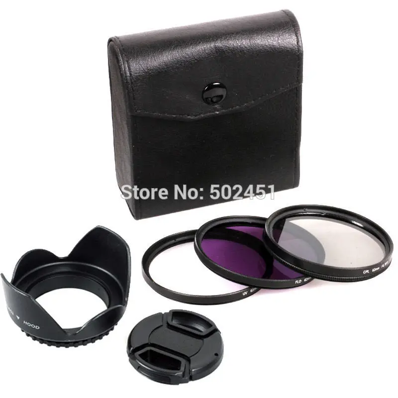 58mm Uv Cpl Fld Filter Kit + Lens Hood+cap For Canon Canon Eos 650d
