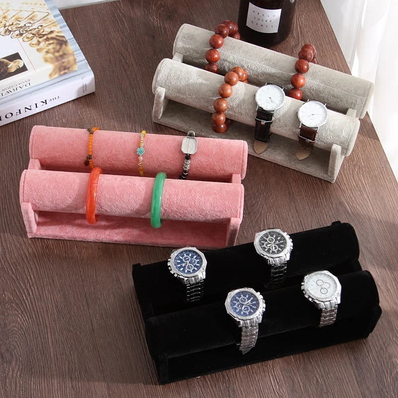 

Flannel Bracelet Display Rack Bracelet Holder Jewelry Display Stand Watch Bangle Bar Necklace Organizer Velvet Leather T-Bar