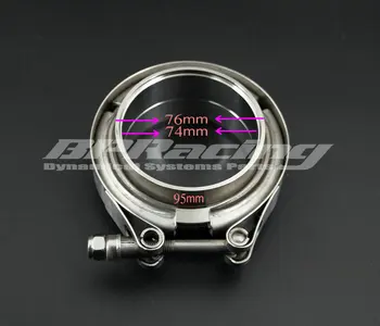 

3'' INCH / 76mm 304 Stainless Steel V Band Clamp Kit Male And Female Flange Turbo Exhaust
