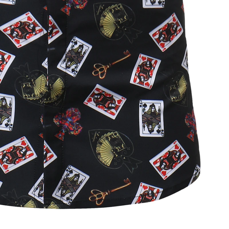 Мужская хипстерская летняя гавайская рубашка с коротким рукавом Модная креативная рубашка с принтом покера мужская повседневная брендовая рубашка Camisa Hombre