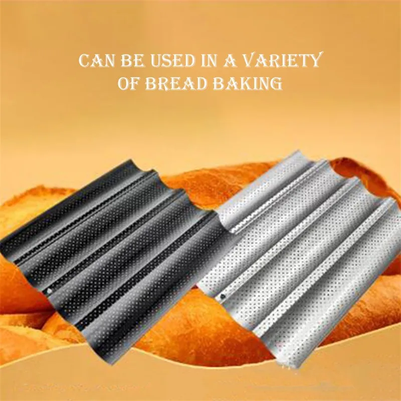 New Baguette French Bread Baking Tray 4 Groove Wave Frame Rack Nonstick Carbon Steel Cake Mold Pans | Дом и сад