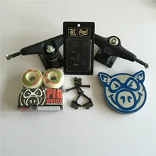 Skateboard Parts UNION 5.25″ Skateboard Trucks PIG 51mm Skate Wheels & ABEC-3 Bearings Plus Royal Riser Pads & A Hardware Set