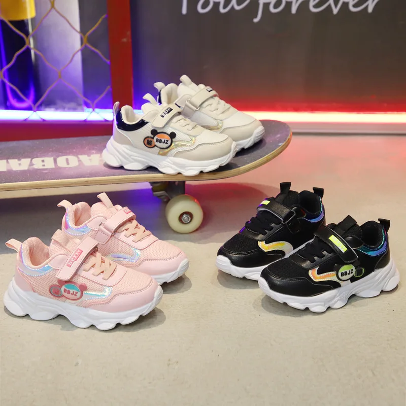 

2019 new Children Sports school running Shoes Kids Boys girls Casual Sneakers PU mesh rubber