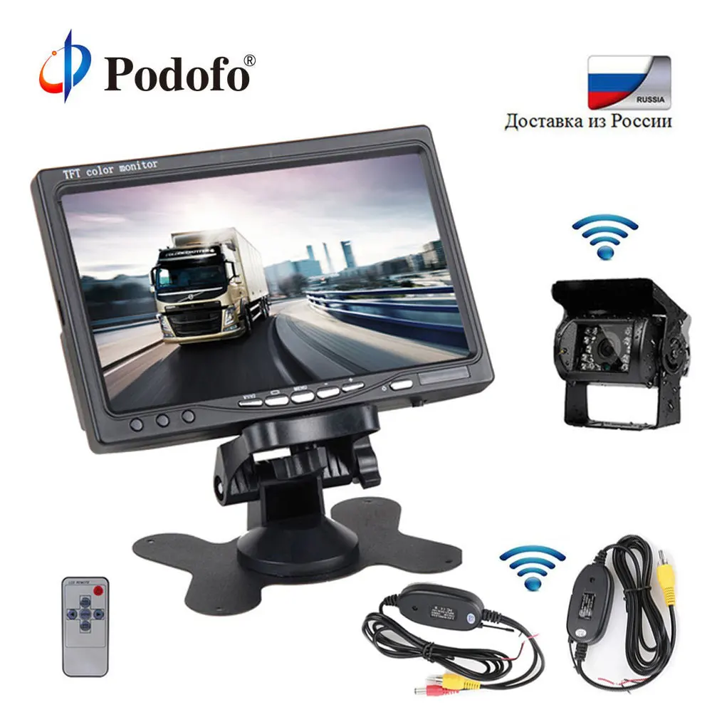 

Podofo 7" TFT LCD Monitor Wireless Truck Vehicle Car Rear View Camera Night Vision Waterproof High Solution Reversing Camera Kit