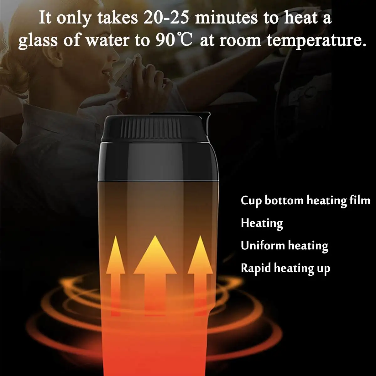 Online 12V 350ml Portable Travel Car Electric Heating Cup Heating Water Kettle Coffee Tea Milk Heated Soaked Noodles Boiler Sonifer