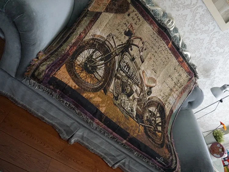 Потертый шик мотоцикл хлопок винтажный ковер плотное одеяло галстук-краситель Индийский стиль одеяло покрывало для кровати Войлок гобелен примитивный Декор