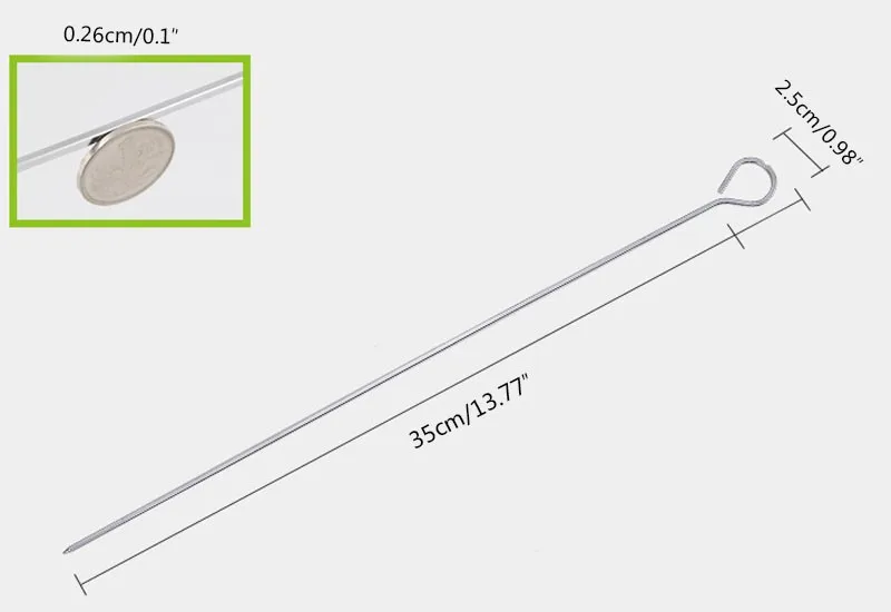 Горячая Металлическая железная шампура для шашлыка набор кебаб палочка для кебаба мангал для барбекю шампуры с кольцевой ручкой стикер барбекю 10 шт 13,"(35 см