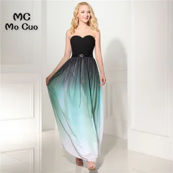 

2017 Cheap Evening Prom dresses Long with Print Pattern Sashes Sweetheart Vestidos de fiesta Formal Chiffon Evening Dress