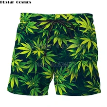 PLstar Космос брендовая одежда стиль мужские женские летние Шорты зеленый Сорняк печати 3d Повседневное Прохладный Шорты Перевозка груза падения