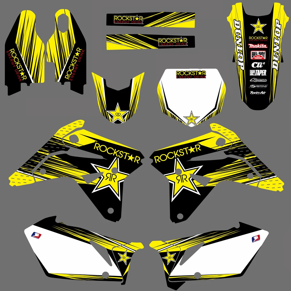 

NICECNC Motorcycle New Team Graphic Background Decals And Stickers For Suzuki RM-Z450 RMZ450 RM-Z RMZ 450 2007 Yellow Black