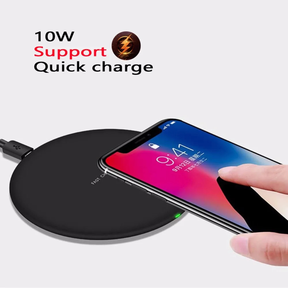 

10W Fast wireless charger for iphone X/8 plus quick charge For Samsung Galaxy S9/S9 Plus Note 8/5 S8 Plus S7/S6 charging pad QI