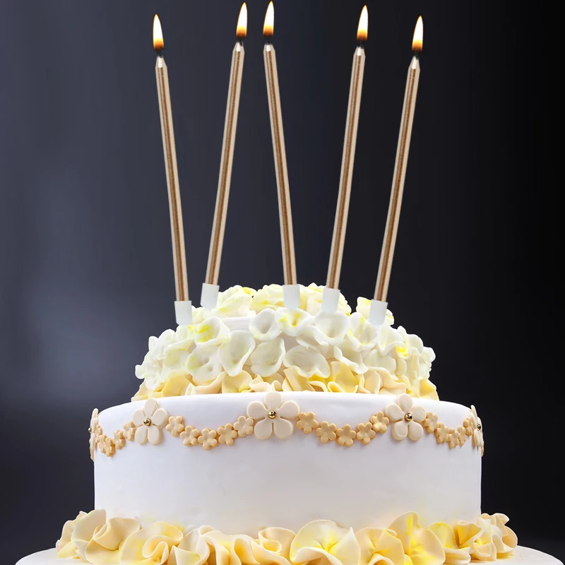 

CEVENT 6pc/lot Golden Candle For Wedding Cake Decoration Pencil Cake Candle Birthday Party Decoration Kids Adult Party Supplies
