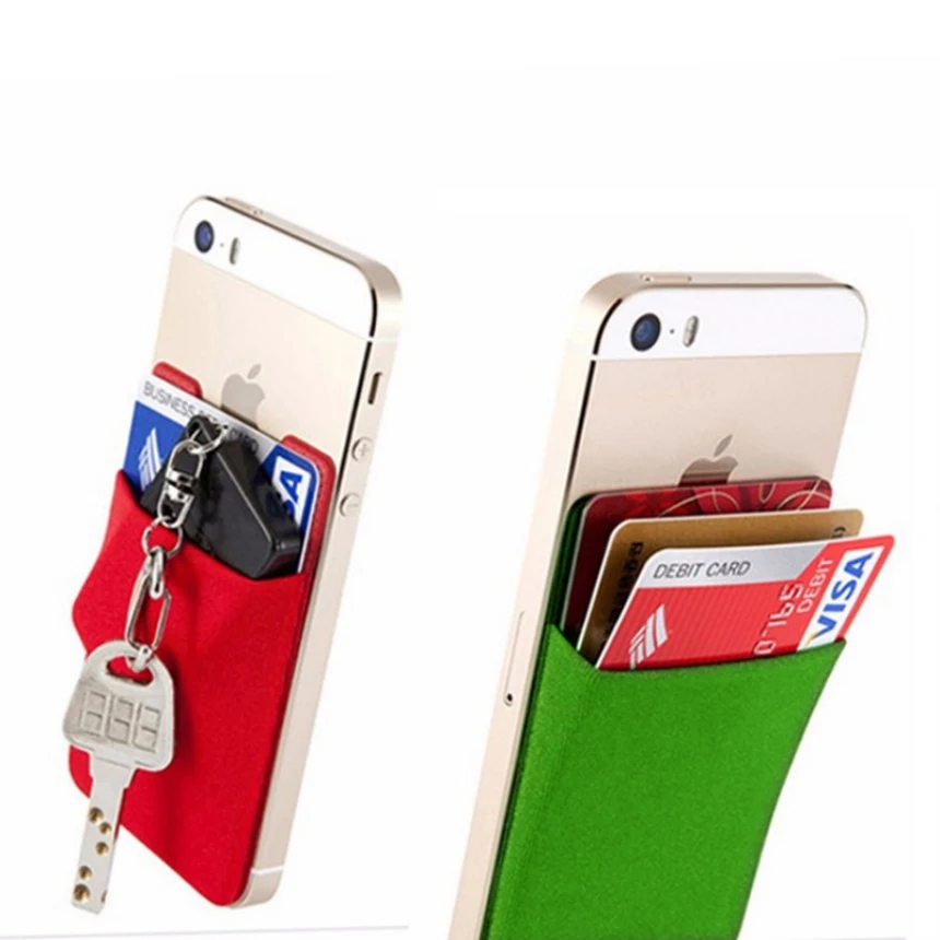 

Women Sticker Pocket Elastic Lycra Adhesive Cell Phone ID Credit Card Holder Wallet Case Card Holder