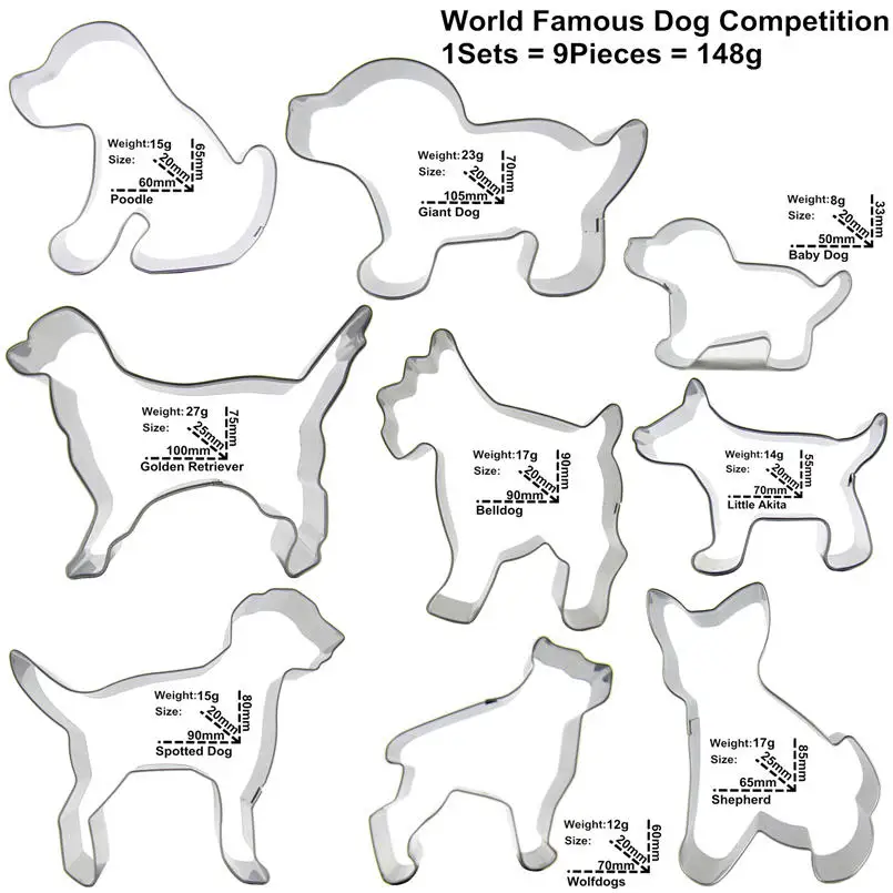 Девять различных пород домашних собак форма украшения торта инструменты, всемирно известные собаки соревнования, формы для выпечки печенья, прямые продажи