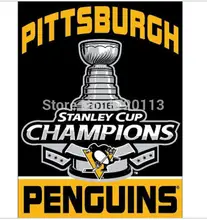 Pittsburgh Penguins 2016 Campeón de la Copa Stanley 3X5FT Bandera 150X90 CM Bandera de latón metal agujeros NHL flag