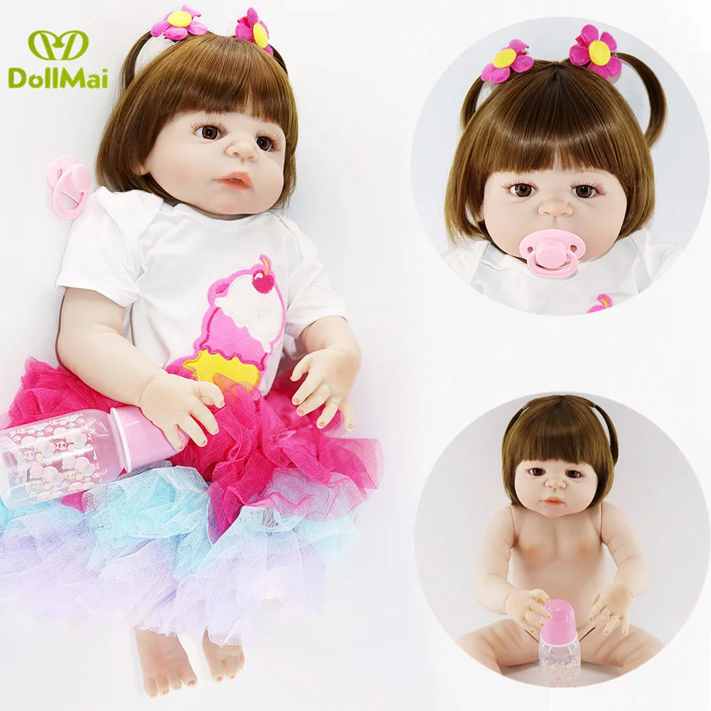

Babies handmade 57CM Full Body Silicone lifelike simulation adorable Alive Baby Princess bathe Girls Playmate Toys Child love