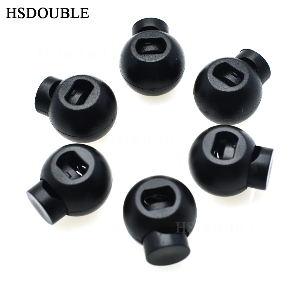 10pcs/pack Cord Lock Round Ball Toggle Stopper Plastic Size:17mm*14.5mm*12mm Toggle Clip Black