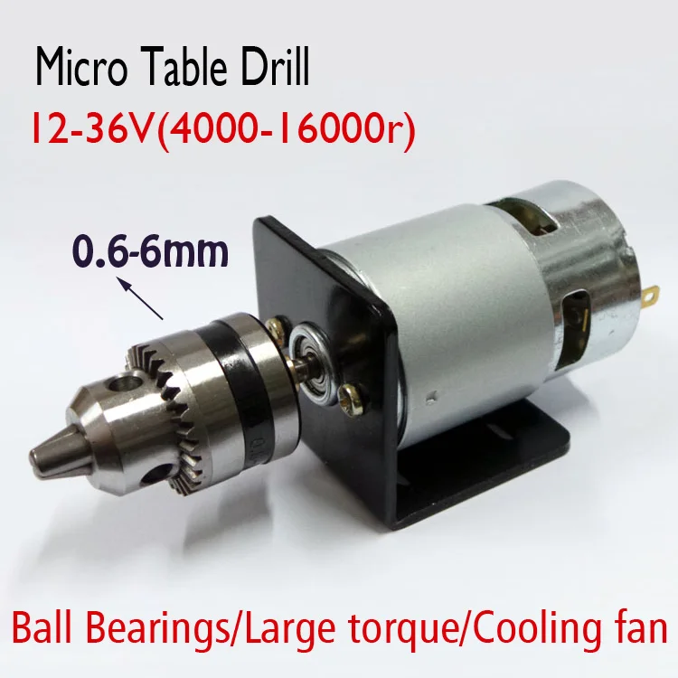 12 36V 24V DC DIY Mini Micro Electric Drill 775 Motor Bench drill 4000