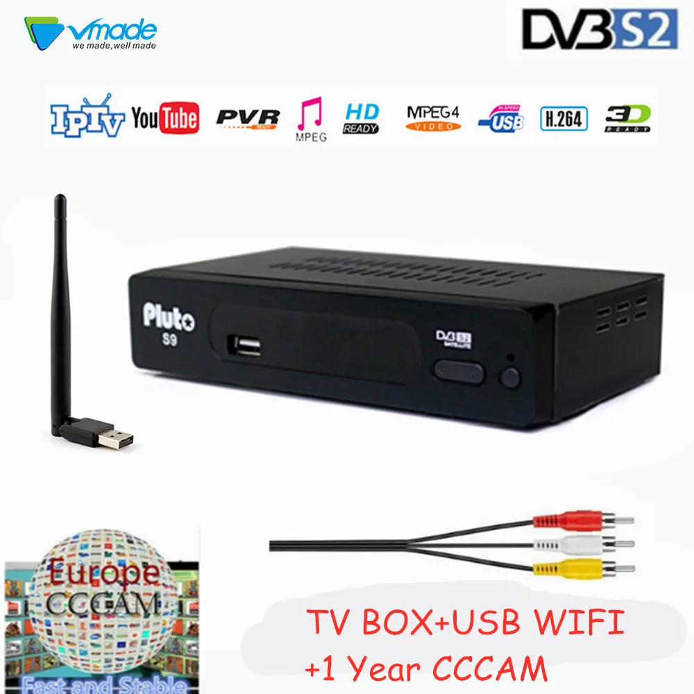 Vmade DVB S2 цифровое спутниковое телевидение приемник H.264 1080 p MPEG 4 Поддержка CCCAM YouTube
