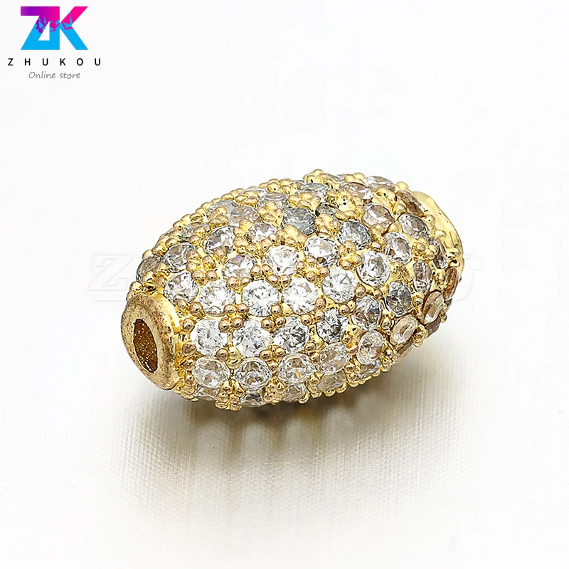 

5pcs 10*14mm Glittering Handmade Pendants Cubic Zirconia Spacer Beads DIY Jewelry Bracelet Necklace Making, Model: VZ82