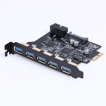 Placa de expansão pci-e, super velocidade, usb 3.0, 19 pinos, 5 entradas pci, adaptador de cartão de expansão expresso, sata 15pin conector com cd driver para desktop
