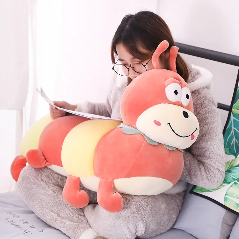 

50/60/80 Cm Large Soft Colorful Cartoon Carpenter Worm Plush Toy Climbing Mat Pillow Toys For Children
