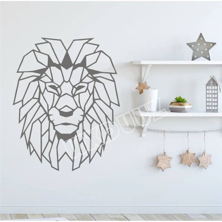 Geometric design animal lion head Art Decor Home Decor Removable Vinyl Nursery Kids Room Cartoon Wall Decals Wall Sticker A166