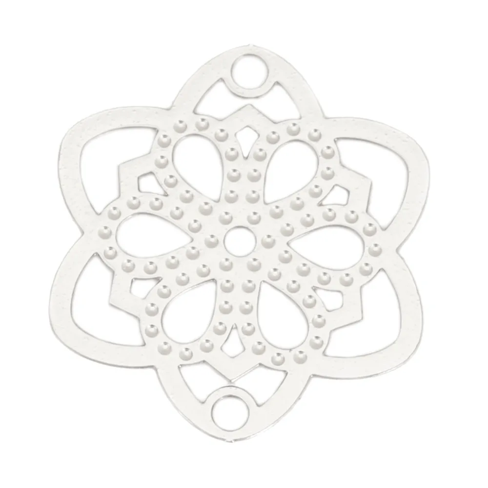 DoreenBeads الأزياء الحديد أساس سبائك تخريمية ختم موصلات زهرة الفضة لهجة الذهب والمجوهرات DIY سحر 22 مللي متر x 19 مللي متر ، 10 قطعة