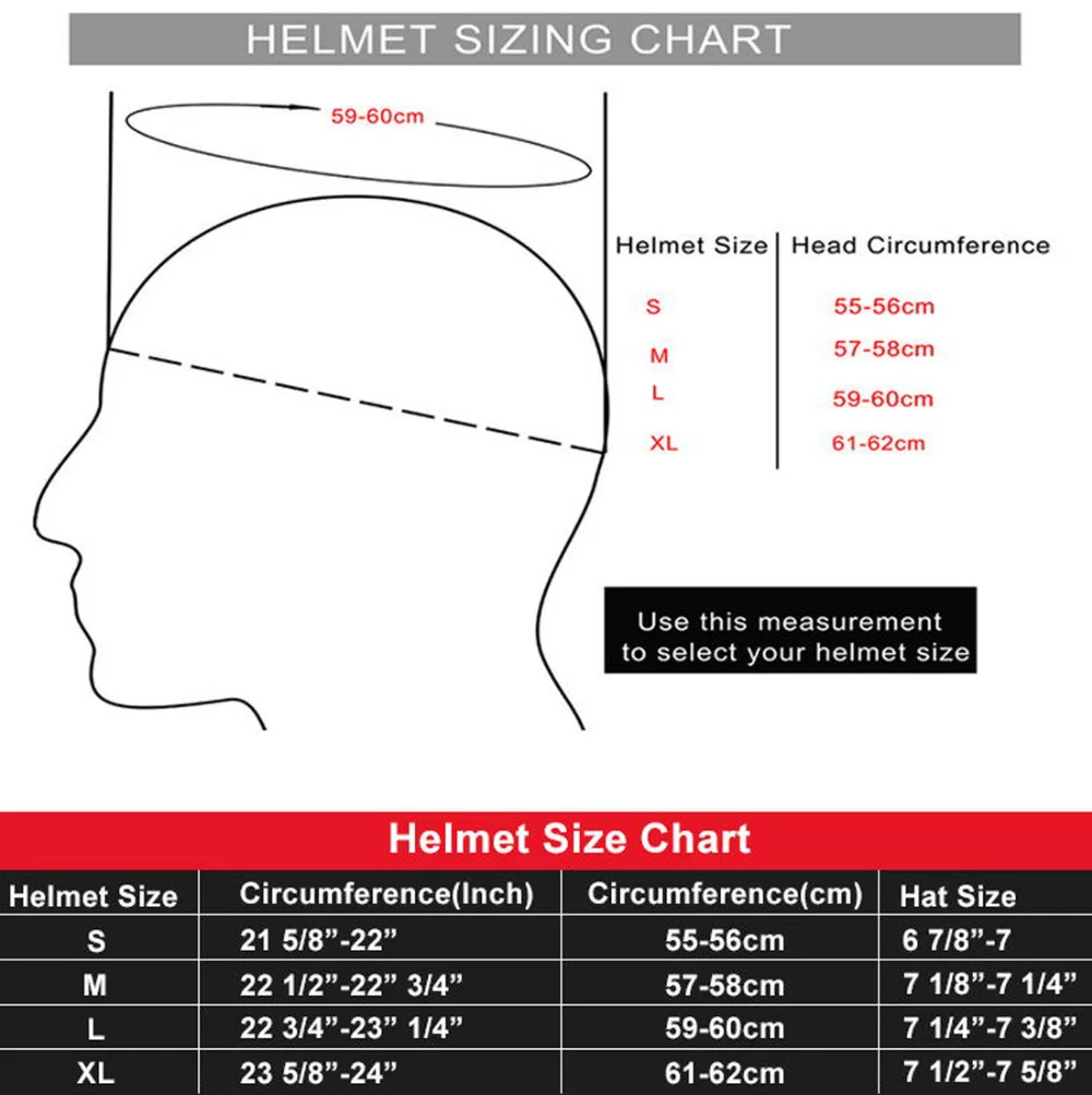 Football Helmet Size Chart
