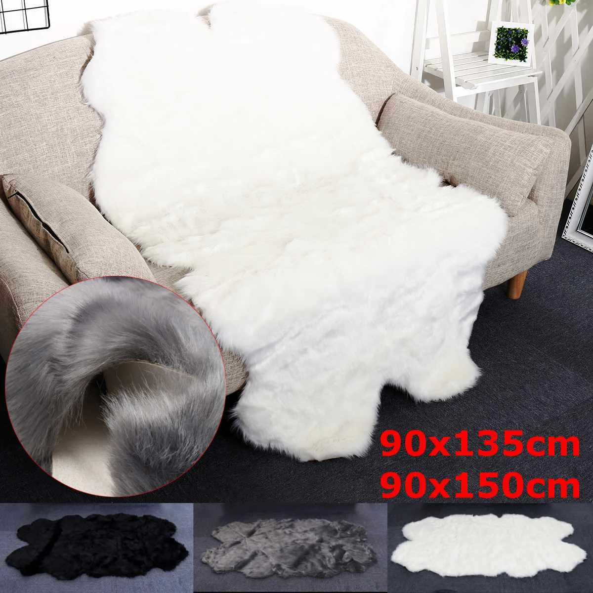 90x135 см/90x150 см ковры из искусственного меха овчины для дома, спальни, детский стул для гостиной, теплый высококачественный нескользящий плюшевый коврик