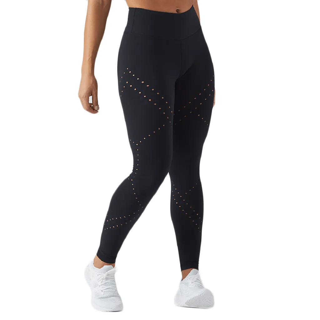 gym shark Women's Hollowing Out Hole Tight Fitting Exercise Fitness And Running Yoga Pants sportswear woman gym capris yoga pant