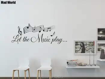 

Mad World-Let The Music Notes Quote Play Songs Wall Art Stickers Wall Decals Home DIY Decoration Removable Decor Wall Stickers