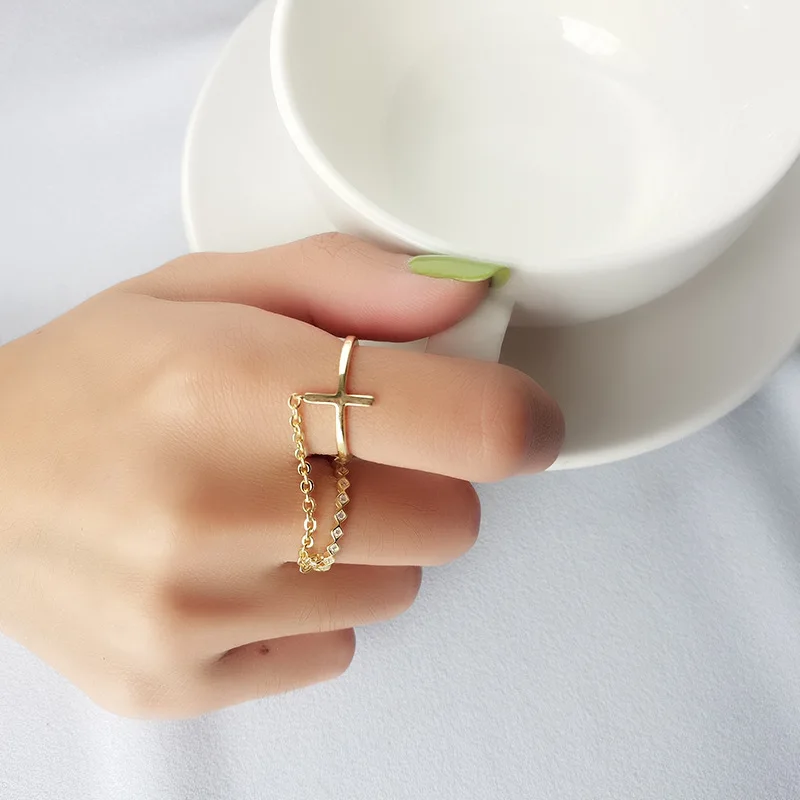 INZATT Настоящее серебро 925 проба геометрический Циркон открытие кольцо для женщин вечерние Hyperbole ювелирные изделия кросс-Аксессуары
