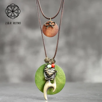 

Handmade Necklace Zinc Alloy Rope Coin Necklace Long Sweater Necklace Women Accessories Chains Pendants Woman 6*8cm