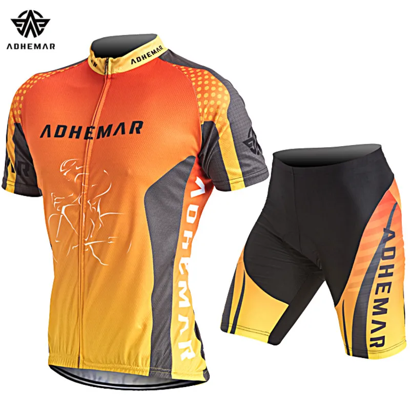 Adhemar short sleeve men cycling clothes polyester cycling jersey set men cycling jersey Summer bicycle clothes