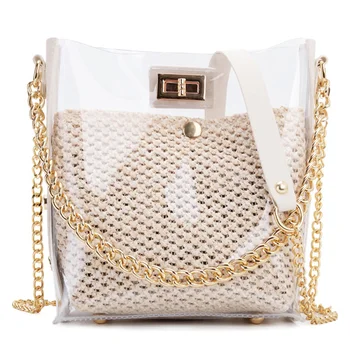 

Summer Small Bag Female New Fashion Foreign Trade Breathable Jelly Shoulder Messenger Bag Chain Wild Bucket Bag