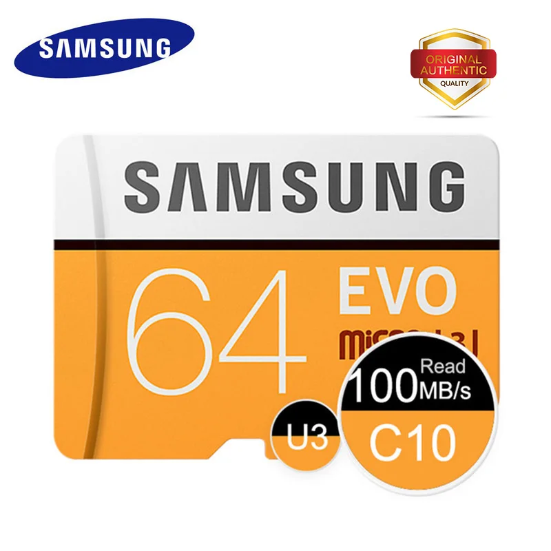 Карта памяти SAMSUNG class 10, Micro SD, 32 ГБ, 64 ГБ, 128 ГБ, 256 ГБ, EVO, реальная емкость, TF, транс, флэш-карта Mikro, карта памяти sd - Емкость: 64GB 100mbs U3