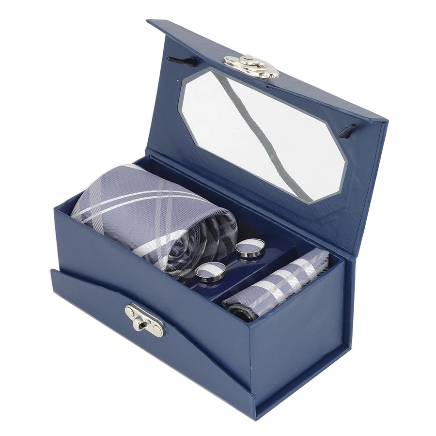 Tie Set for Men Jacquard Woven Tie Handkerchief Cufflinks Gift Box Set Wedding Party