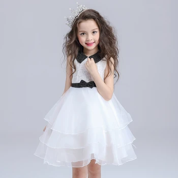 

Summer Children Clothing Kids Dresses For Girls Lace Birthday Dress Baby Girl Clothes Princess Wedding Dresses white