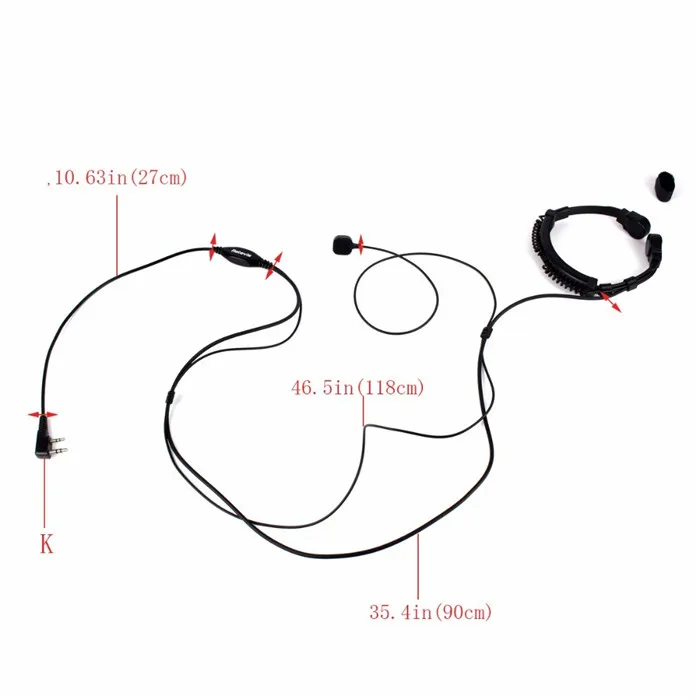 Abbree Выдвижная горла микрофон PTT наушники гарнитура для Kenwood Baofeng WOUXUN TYT Радио рация двухстороннее радио