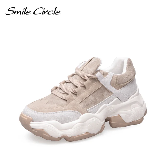 US $35.84 Smile Circle Women Sneakers Breathable Shoes 2019 spring new Flat Platform shoes girl Thick bottom 