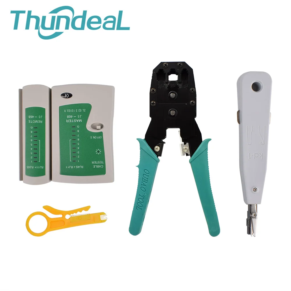 Network Ethernet LAN Kit RJ45 Cat5e Cat6 Cable Tester Crimper Crimping Tools