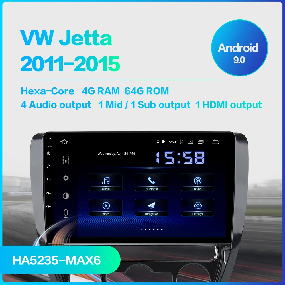 Dasaita Android 9,0 автомобиль 1 Din радио для VW Jetta 2011 2012 2013 gps 64 Гб rom 10," мульти сенсорный экран