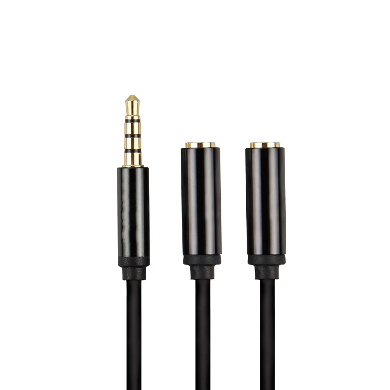 Aux Jack Extension Cable 3.5mm Male to 2 Female 3.5mm Mic Audio Y