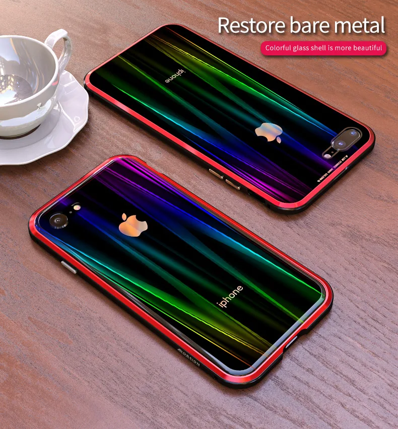 LUPHIE Colorful Laser Aurora Case For iPhone X 8 7 Plus Luxury Glass Case (13)