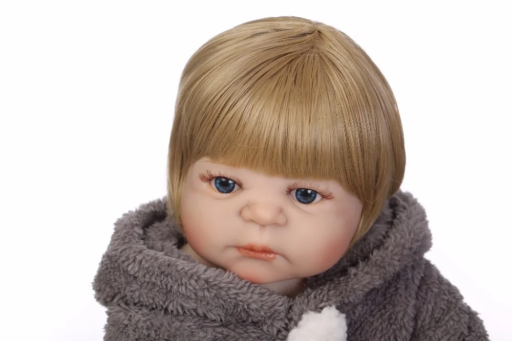 NPK полностью силиконовые виниловые куклы для новорожденных 22inches57cm, плюшевая Одежда для девочек, подарки для детей, игрушки, короткие светлые волосы