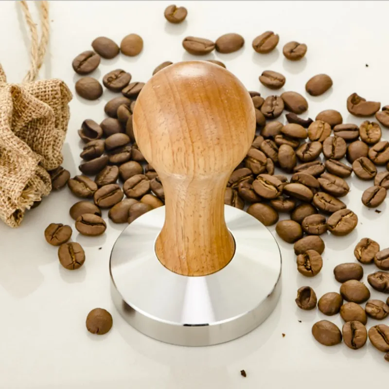 

Hot Sale High Quality Stainless Steel 58mm Wooden Handle Coffee Tamper Barista Espresso Maker Grinde