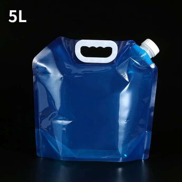 Blue 5L Новая Складная полиэтиленовая сумка для воды безвкусное безопасное уплотнение портативный контейнер для питьевой воды сумка для хранения выживания для кемпинга пеших прогулок 3 размера - Цвет: Blue 5L