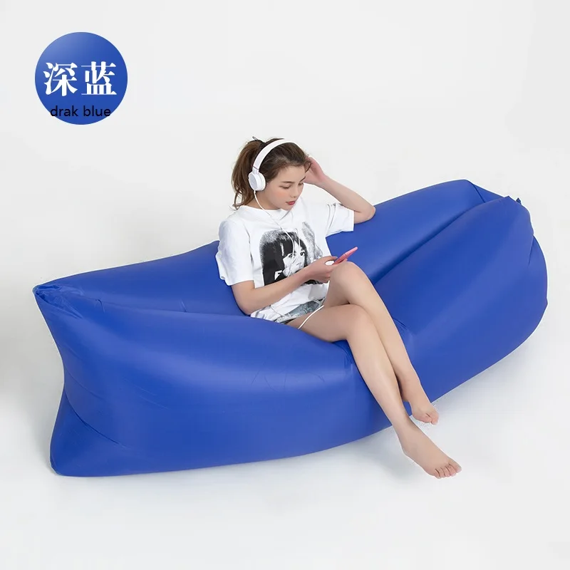 Горячий надувной ленивый диван открытый складной воздушный диван кровать портативный пляжный салон снаружи садовая мебель кемпинг спальные мешки - Цвет: Синий